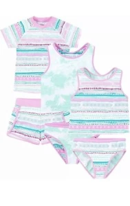 Eddie Bauer Kids Girl's 4-Piece Mix & Match Reversible Swim Set - Picture 1 of 5