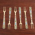 (6 )5TH ARTEL MOSCOW RUSSIAN .875 SILVER GILT & ENAMEL HORS D'OEUVRES PICKS