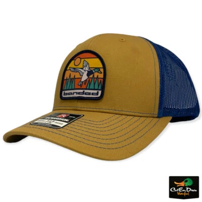 NEW BANDED GEAR THICK LINES PATCH LOGO SNAPBACK BALL CAP HAT - BISCUIT / BLUE - Image 1 of 3