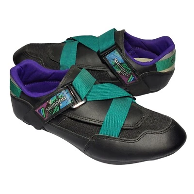 复古 20 世纪 90 年代男式 42 码美国 8-8.5 禧玛诺 SH-R070 公路自行车鞋 SPD 防滑鞋 — 第 1/4 张图片