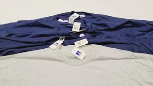 LOTE DE 7 camisetas atléticas en blanco Russell nuevas con etiquetas (adulto 3xl) NuBlend 6 azul marino, 1 gris - Imagen 1 de 6