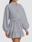 $345 Cinq a Sept Women's White Kelly Ruffle-Hem Shirt Dress Size 14