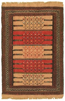 Vintage Hand Woven Traditional Kilim Rug 3'7" x 5'7" Oriental Wool Carpet - Image 1 of 4