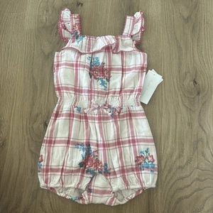 NEW Ralph Lauren baby girl 12 month floral plaid Summer romper, Ruffle CUTE!! - Picture 1 of 13