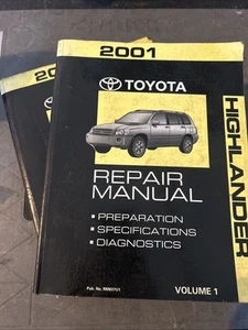 2001 Toyota Highlander Factory Repair Manual Complete Set 2 Vol. RM837U1 RM837U2 - Picture 1 of 9