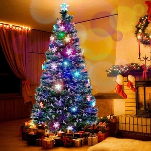 Juegoal 7 ft Pre-Lit Optical Fiber Christmas Artificial Tree, with LED RGB Color - Picture 1 of 7