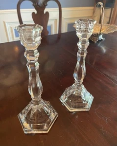 Pair of TIFFANY & CO Crystal HAMPTON 9" Candlesticks Candle Holders Germany - Picture 1 of 3