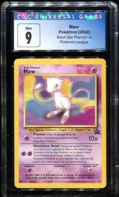 [CGC 9] Mew 8 Pokemon League Black Star Promo WOTC Vintage POKEMON - Image 1 of 2