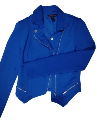 Jaqueta azul cobalto com zíper XS - Imagem 1 de 3