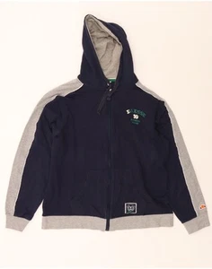 ELLESSE Mens Zip Hoodie Sweater XL Navy Blue Colourblock CU43 - Picture 1 of 3