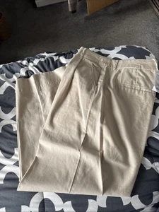 Ladies Next Wide Leg Beige Cotton Summer Trousers Size 16 - Picture 1 of 8