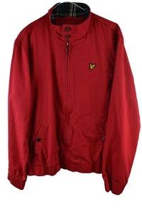Lyle & Scott Mens Cotton Red Harrington Jacket Size M Collared Canvas - Picture 1 of 8