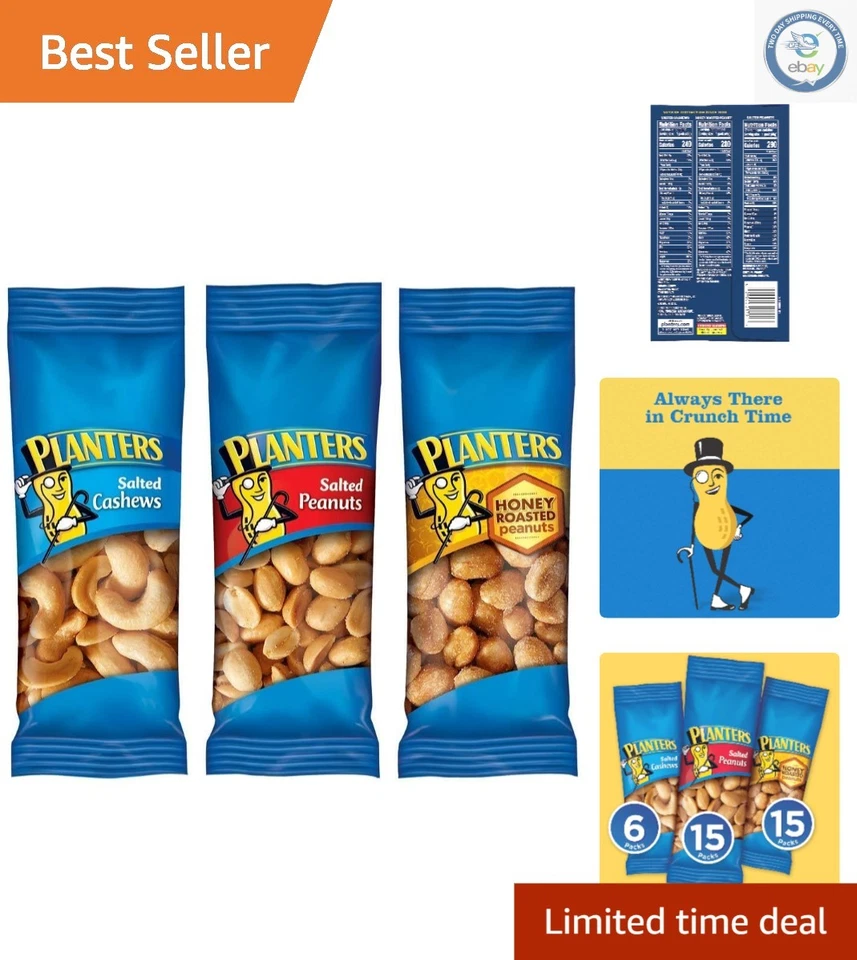 Variedad de bocadillos kosher: anacardos salados, cacahuetes y miel tostados, 36 unidades Foto 1 de 4