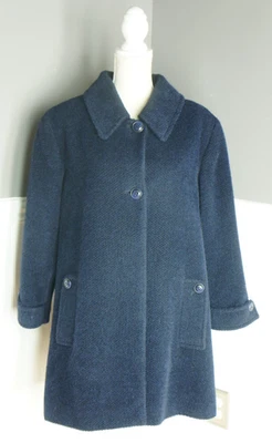 VTG Katherine Kelly Textured 3D Alpaca Wool Navy Swing Coat  Sz 16 - Image 1 of 4