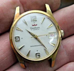 Vintage Waltham 17 Jewels Wind Up Wrist Watch MEN'S SWISS PARTS OR REPAIR - Picture 1 of 4