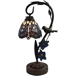 Dale Tiffany TT21207 Bird On Vine Dragonfly Table Lamp Tiffany Bronze - Picture 1 of 2