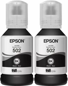 Botella de tinta negra Epson 502 genuina paquete de 2 para ET-2700 ET-2750 ET-3700 ET-3750 - Imagen 1 de 1