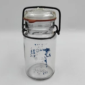 1776 1976 Liberty Bell 4oz Glass Jar Bale Seal Top with Original Clamp - Bild 1 von 4