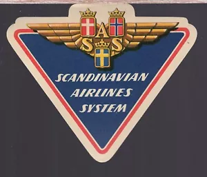 Gestanztes 4" 4 5/8" "SAS" skandinavisches Luftsystem Gepäck Etikett. Frischer Original Kaugummi - Bild 1 von 1
