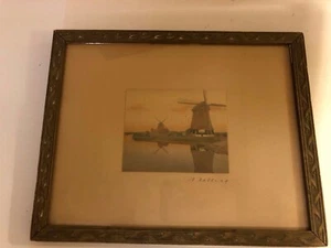 Signed Wallace Nutting Photograph Print "Windmill" in Original Frame ~ PH8 - Picture 1 of 7