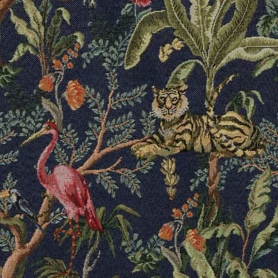Congo Blue Jungle Tapestry Fabric Woven Exotic Animal Upholstery Furnishings — 第 1/4 张图片