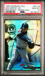 1998 DONRUSS COLLECTIONS PREFERRED PRIZED/55 #718 KEN GRIFFEY JR PSA 10 GEM MINT