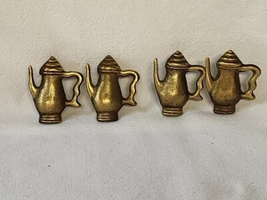 Set of 4 Coffee Pots Teapots Drawer Cabinet Pulls Brass Heavy Duty 2.25" - Picture 1 of 3
