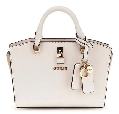 GUESS Queensland Mini Satchel Bag Handtasche Tasche Creme White / Taupe creme - Bild 1 von 3