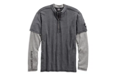 RONNIES HARLEY DAVIDSON MEN'S HENLEY-SLUB KNIT JERSEY 96576-19VM — 第 1/2 张图片