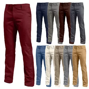 Pantalones chinos de sarga NE PEOPLE premium lisos a medida ajustados-10 colores NEMP02 - Imagen 1 de 49
