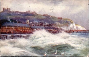 A Rough Sea on the Parade England Postcard - Picture 1 of 2