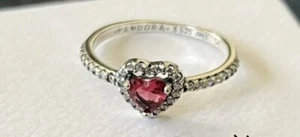 PANDORA Elevated Red Heart Ring - Size 56 S925 ALE Silver - Picture 1 of 1
