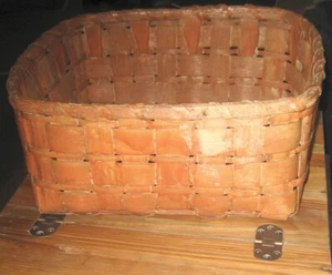 Antique Ontario Splint Basket Small Handwoven Late 19th Century Primitive VTG - Picture 1 of 8