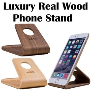 Universal Wooden Mobile Phone Stand Holder iPhone Xs Xr 8 7plus Samsung S10 Sony - Picture 1 of 14