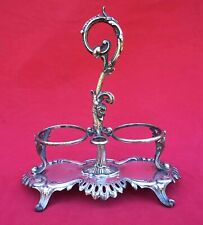 French Silverplate Oil Vinegar Cruet Stand Count Armorial J G  Louis XV Style