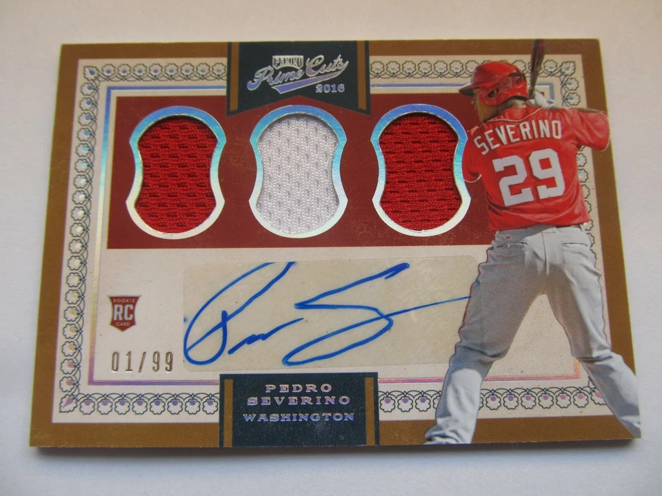 2016 PANINI PRIME CUTS PEDRO SEVERINO TRIPLE RELIC AUTO ROOKIE #d 1/99  ORIOLES  - Image 1 of 3