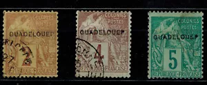 Briefmarke Guadeloupe Nr. 15d, 16d, 17d Überladung GUADELOUEP gestempelt - Bild 1 von 1