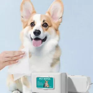 7" X 5.5" Pet Grooming Wipes for Dogs & Cats 80 Pack Natural Deodorizer Gentle - Picture 1 of 19