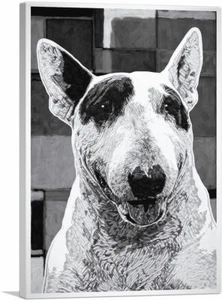ARTCANVAS Bull Terrier Dog Breed Black White Canvas Art Print - Picture 1 of 15