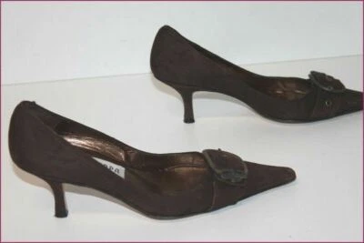 LA SCARPA Escarpins Pointus Tout Cuir Marron Foncé T 35 BE - Photo 1/4