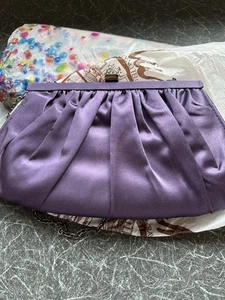 PURPLE SATIN DIAMONTE DEBUT CLUTCH BAG - Picture 1 of 7