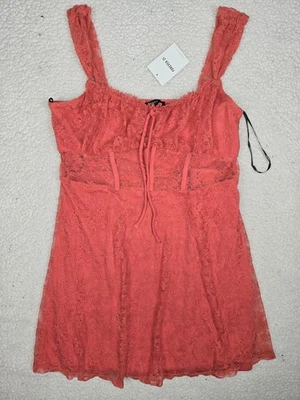 FOREVER 21 Size XL Women's Pink BOHO Mini Dress Stretch Semi Sheer Sleeveless - Image 1 of 3