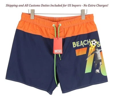 DIESEL Bmbx-Wave-Yk Hombres Traje de Baño 2XL Malla Forrado Cordones Cintura Piscina Foto 1 de 4