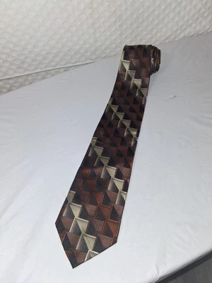 Corbata geométrica de seda negra y marrón para hombre DISEÑO PLATINO Foto 1 de 4