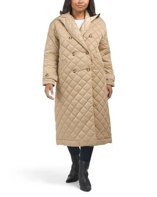 NWT Rebecca Minkoff Quilted Puffer Jacket Tan/Khaki/Beige Long Coat Peacoat - Image 1 of 4