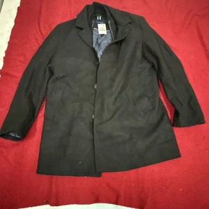 Cole Haan Men's Black Wool Blend Knit Bib Topcoat Coat Jacket Size L - Picture 1 of 5