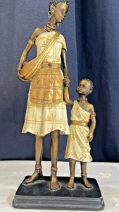 Gleneagles Studio Maasai Women & Child Figurine 28cm Tall African Tribal Art - Picture 1 of 10