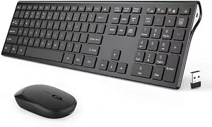 Wireless Keyboard Mouse Combo Keys Full-Size Quiet Rechargeable Keyboard Home - Picture 1 of 8