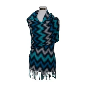 Bufanda bufanda de algodón viscosa bufanda multicolor gris, azul, turquesa - Imagen 1 de 2