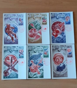 Set of 6 Postcards for the maximum USSR card 20 years of the SPACE AGE 1977 - Picture 1 of 9